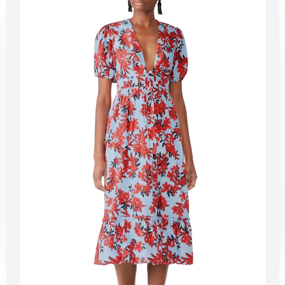 La Maison Talulah. Red Sea Midi Dress. Size M.